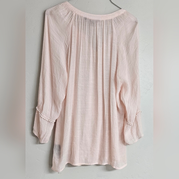 Zac & Rachel Large Soft Pink Mid Sleeve Top V-Neck - Picture 5 of 5